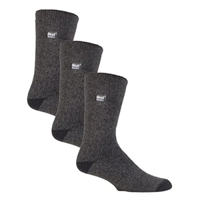 Image of HEAT HOLDERS Lite 3 Pair Multipack Mens Insulated Thermal Socks for Winter Thin &amp; Warm Dress (6 11, Charcoal)