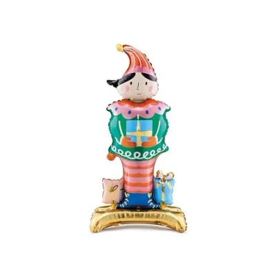 Image of Large Standing Christmas Elf Balloon, Giant Foil Childrens Party Decoration, Festive Balloon 32 x 75cm