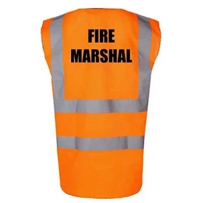 Image of Fire Marshal Printed High Visibility Hi Vis Site, Work, Office &amp; School Safety Vest (Medium, Orange)
