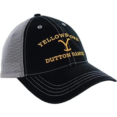 Image of Yellowstone Dutton Ranch Mesh Trucker Hat, Black, One Size XL (66 656 10)