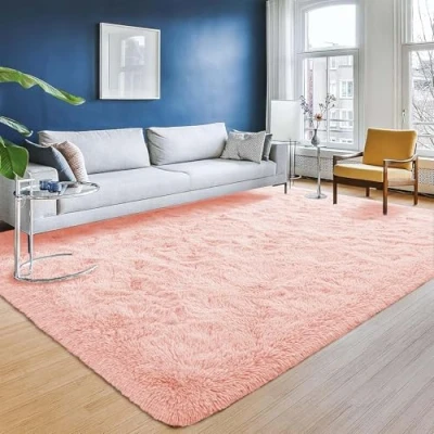 Image of Aspire Homeware Rugs Living Room Pink Area 120x170cm for Bedroom Anti Slip Modern Super Soft Thick Pile Fluffy Shaggy Rug Non Shedding