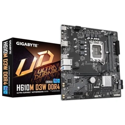Image of GIGABYTE H610M D3W DDR4 Motherboard Supports 14th Gen. Intel Core CPUs, 5+1+1 phases VRM, up to 3200MHz DDR4, 1xPCIe 3.0 M.2, 1GbE LAN, USB 3.2 Gen 1