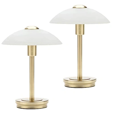 Image of LITECRAFT Touch Sensitive Table Lamp G9 Base with Alabaster Shade (Pack of 2, Satin Brass)