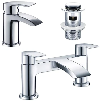 Image of [Bath Tap &amp; Bathroom Sink Tap] Hapilife Basin Mixer Monobloc Waterfall and Bath Filler Tub Chrome