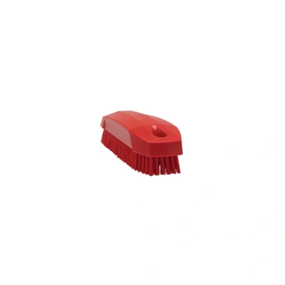 Image of Vikan 64404 Hard Hand Brush S/Nailbrush, Red, 130mm Length, 50mm Width, 40mm Height