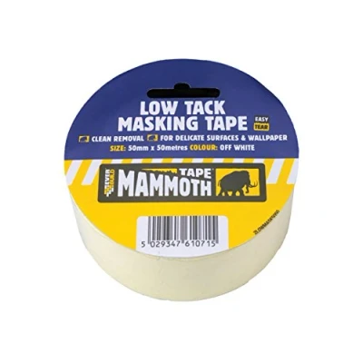 Image of Everbuild Mammoth Low Tack Masking Tape Easy Tear Off White 50mm x 25m
