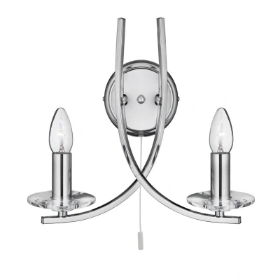 Image of Ascona 2 Light Indoor Glass Candle Wall Chrome, E14