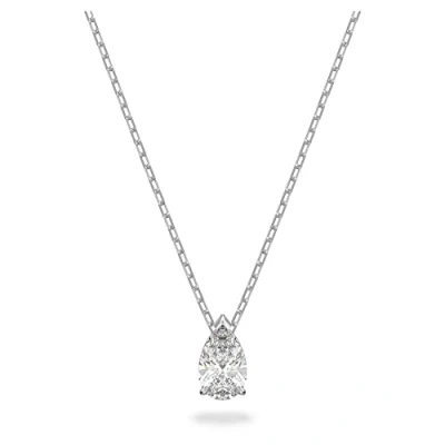 Image of Swarovski Attract Adjustable Necklace, Precision Cut White Crystal, Rhodium Plated with Crystal Emblazened Logo Appendage from the Collection for Women