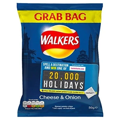 Image of Walkers Cheese and Onion Crisps, Pack of 32 x 32.5 g