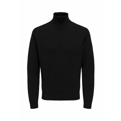 Image of Only &amp; Sons Men's Onsloui Reg 12 Mel Roll Knit Jumper, Black, S
