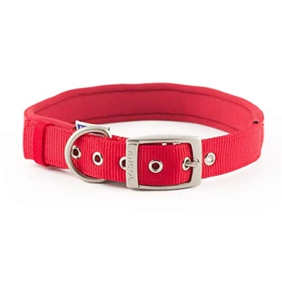 Image of Ancol Padded Nylon Eyelet Collar Red 56 66 cm XL