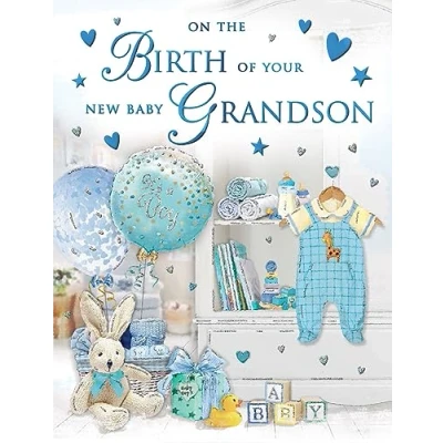 Image of Regal Publishing Baby Card Birth Of Grandson 8 x 6 inches Piccadilly Greetings