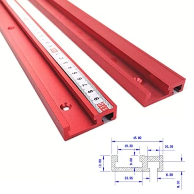 Image of T Nut Rail Mitre Rail, 45 Type 1200 mm Rails, Aluminium Groove, DIY Gauge, Woodworking Table Saw Mini for Fence Attachment