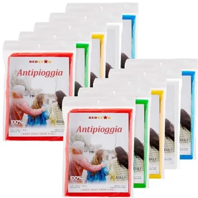 Image of REDSTAR Rain Ponchos for Adults Disposable Poncho Emergency Plastic Adult with Hood