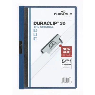 Image of Durable DURACLIP 30 A4 Clip Folder Holds up to Sheets of Paper Robust Metal Sprung Pack 5 Folders in Dark Blue