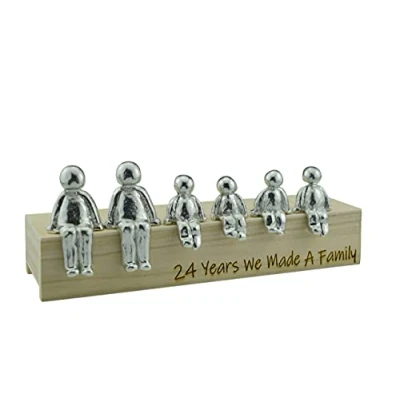 Image of 24th Anniversary Idea 24 Years We Made A Family Metal Ornament Choose Your Combination Box &amp; Woodgrain May Vary(4 Children)
