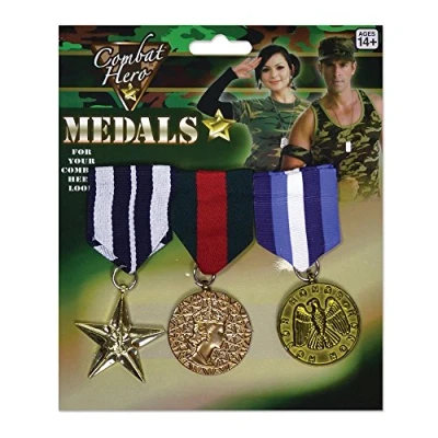Image of Bristol Novelty BA584 Military Medals 3pcs. forum, mens, Multicolor, One Size