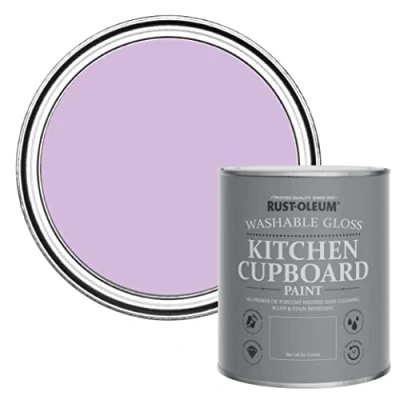 Image of Rust Oleum Purple Kitchen Cupboard Paint in Gloss Finish Violet Macaroon 750ml