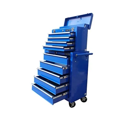 Image of Jocbinltd 131 US PRO TOOLS Blue Mechanics tool chest box roller cabinet 9 Drawers on ball bearing slides