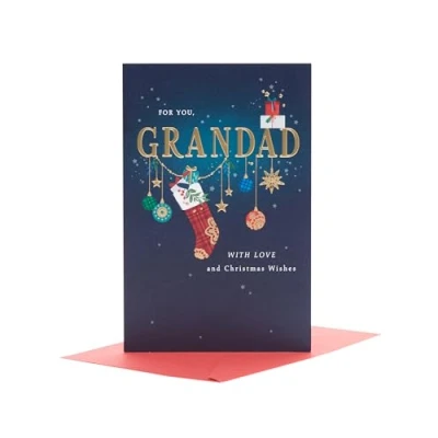Image of UK Greetings Christmas Card for Grandad Wishes Design
