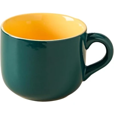 Image of Taoyanmo 650ML/22OZ Large Soup Bowl,Ceramic Grain Cup/Coffee Mug/Salad Bowl,Microwave Safe Cup，for Milk Salad Cappuccino Cereal (Green Yellow)