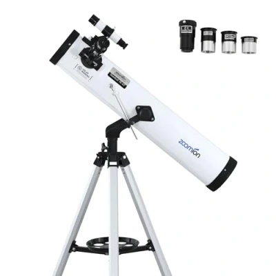 Image of Zoomion Stardust 76/700 AZ Reflector Telescope Astronomical monocular set with tripod, mount and eyepieces for children beginners of astronomy