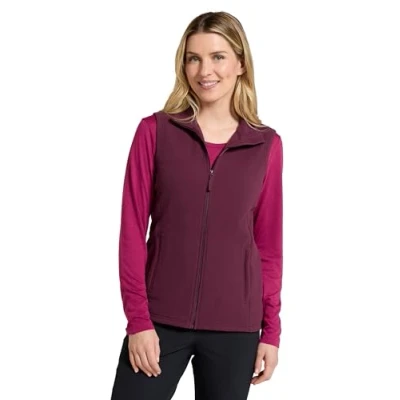 Image of Mountain Warehouse Camber Womens Gilet Lightweight Sleeveless Jacket, Microfleece Bodywarmer, Breathable Vest, Zipped Side Pockets For Spring Summer, Camping, Hiking Burgundy Women&#039;s Size 6