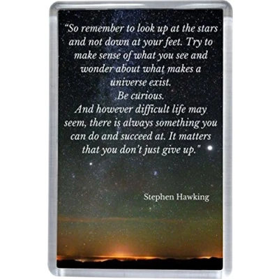Image of Super Universe Stephen Hawking Look Up Quote Fridge Magnet 5 x 7.5 cm