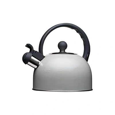 Image of KitchenCraft Living Nostalgia Whistling Stove Top Kettle, for Induction Hob, Metal, 1.3L, French Grey