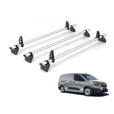 Image of Van Demon Rhino Kammbar Pro 3 Roof Bars Including 4 Loadstops for Vauxhall Combo 2018+ Aluminium Rack Rails Only Fits Long (L2) Wheelbase ModelsWith Rear Barn Doors