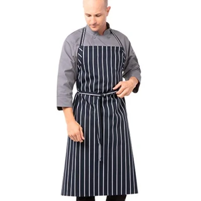Image of Chef Works A100 NCS English Apron, Navy Chalk Stripe