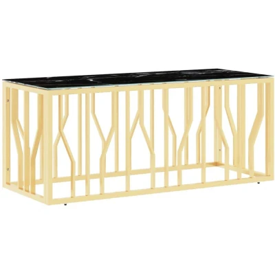 Image of vidaXL Coffee Table Gold 110x45x45 cm Stainless Steel and Glass