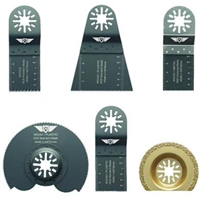Image of 6 x TopsTools UNKA6 Mix Blades Compatible with Bosch Fein (Non StarLock) Makita Milwaukee Einhell Ergotools Hitachi Parkside Ryobi Worx Workzone Multi Tool Accessories