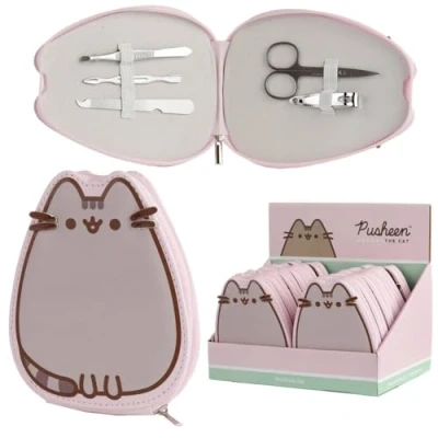 Image of Puckator Pusheen The Cat Shaped 5 Piece Manicure Set Nail Care Kit Gift Gifts for Women Men Personal Safe Travel Holiday Essentials Accessories Kits Health Beauty Items Products