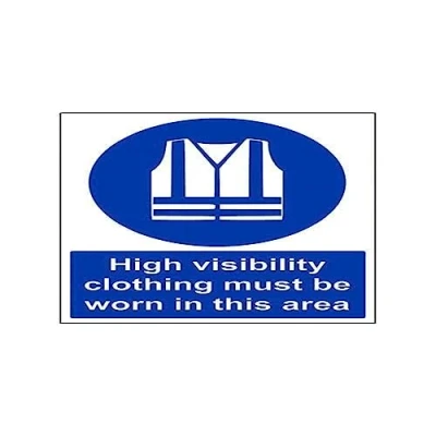 Image of V Safety High Visibility Clothing Must Be Worn In This Area PPE Sign 200mm x 300mm 2mm Rigid Plastic