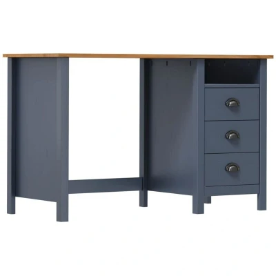 Image of vidaXL Desk Hill with 3 Drawers Grey 120x50x74 cm Solid Pine Wood