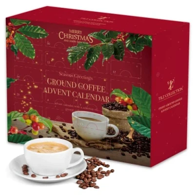 Image of Coffee Advent Calendar 2024 Selection of 24 Premium Flavoured Mix Christmas Presents for Men and Women Gifts (Ground Coffee)
