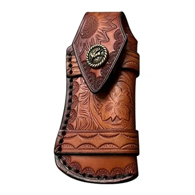 Image of DONGKER 4.7&#039;&#039; Knife Sheath,Leather Pouch w/Snap Closure Belt Loop for Folding Pocket Knife(Without Knife)