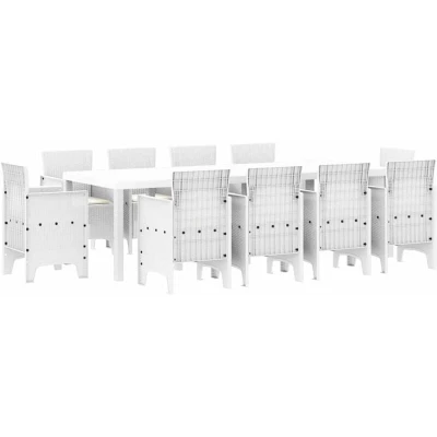 Image of Vidaxl Garden Dining Set 11 pcs White Plastic, Rattan
