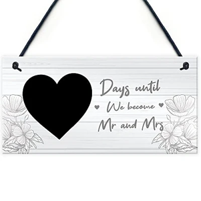 Image of RED OCEAN Days Until We Become Mr And Mrs Hanging Sign Wedding Gift Countdown Keepsake