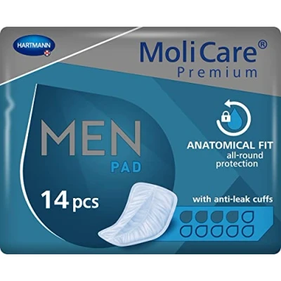 Image of MoliCare Premium Men PAD, Inkontinenz Einlage für Männer bei Blasenschwäche, v förmige Passform, 4 Tropfen, 1x14 Stück