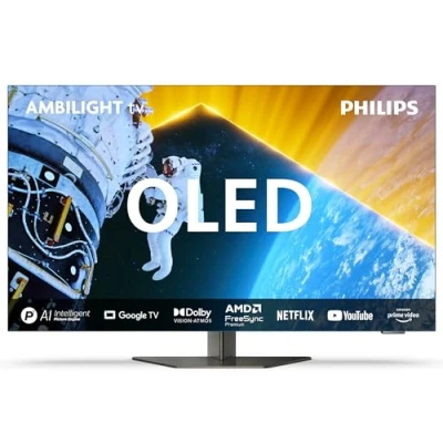 Image of PHILIPS Ambilight 65OLED809 4K OLED Smart TV 65 Inch Display with P5 AI Perfect Picture Engine, Ultra HD Google TV, Dolby Vision and Atmos Sound, Works Alexa Voice Assistant