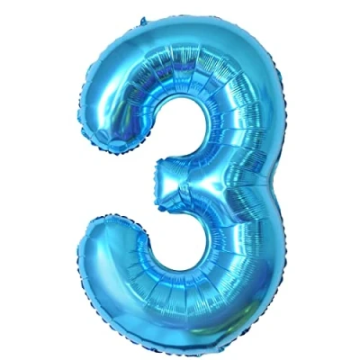 Image of Number Balloons 3,Blue 3 Balloon 40 Inch Giant Helium Foil for Boys Girls Party Decor Birthday Anniversary Graduation Decorations Supplies