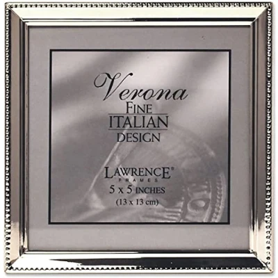 Image of Lawrence 11655 Polished Silver Plate 5x5 Picture Frame Bead Border Design
