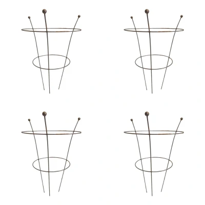 Image of Pack of 4 Tom Chambers Herbaceous Bare Rusted Steel Garden Plant Support Medium 54cm x 40cm
