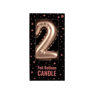 Image of PD Party 7060002 Foil Balloon Candles Birthday Cake Decorations 2, Rose, 10cm Length x 5.5cm Width 1.5cm Height
