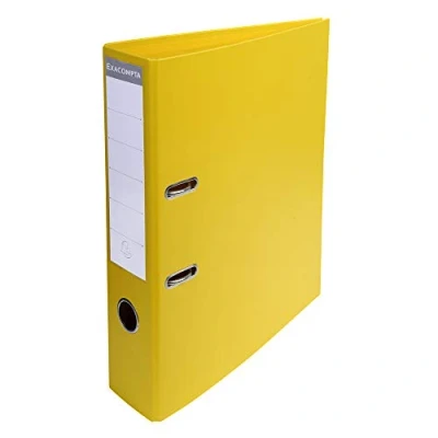 Image of Exacompta Ref 53749E Prem&#039;Touch PVC Lever Arch File 320 x 290mm in Size, 2 Rings, Can Hold A4 Documents, 70mm Spine, 75mm FSC Certified Yellow Cover