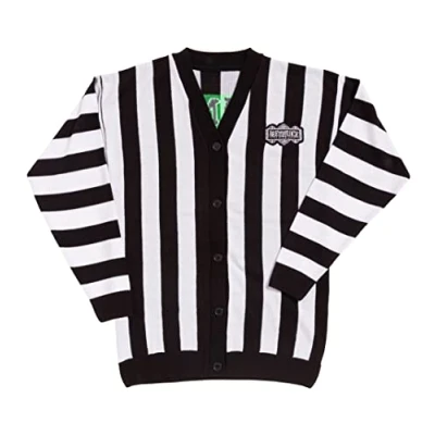 Image of TruffleShuffle Beetlejuice Black and White Stripe Oversized Cardigan 100% Cotton Perfect for 80s Movie Fans