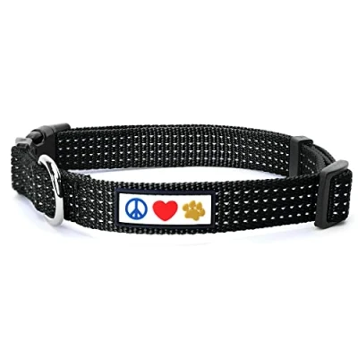 Image of Pawtitas Dog Collar For Extra Small Dogs Reflective Training Puppy With Stich XS Black