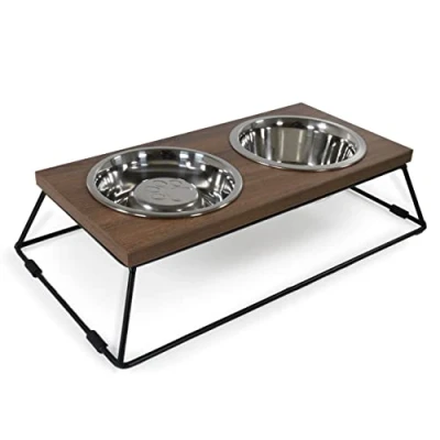 Image of Rosewood Wooden Double Diner Slow Feeder, Pet 46cm X 25cm